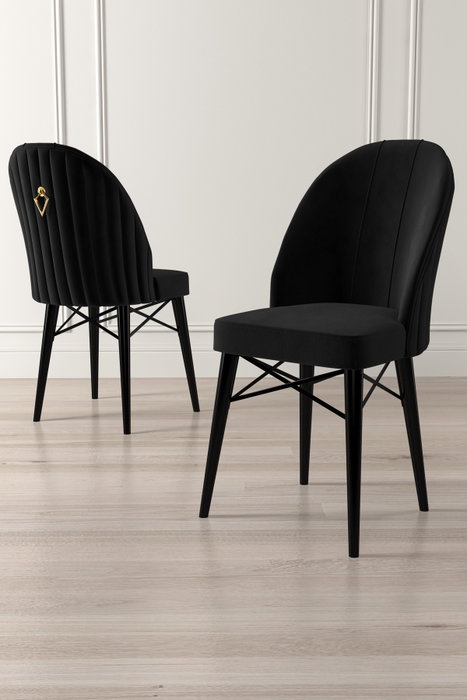 Hanah Home Juego de 6 Sillas Ritim - Negro, Tela Babyface y Patas Madera